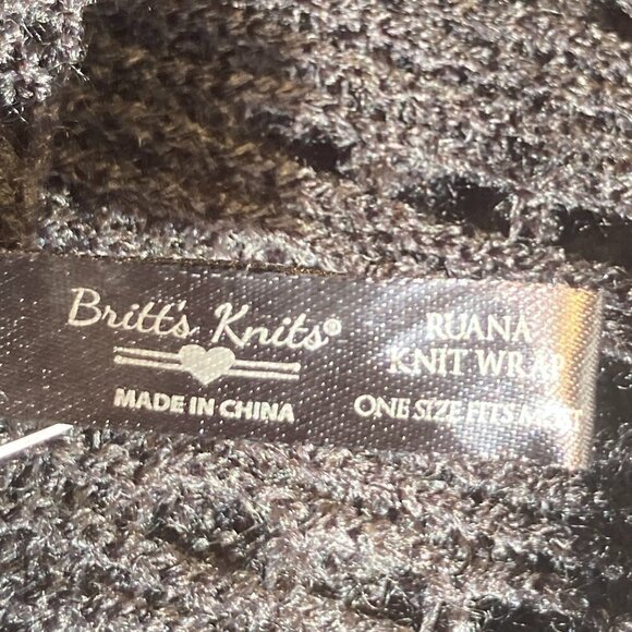 Britt's Knits NWT Black Knit Comfort Wrap Choc & cozy one size fits most - Picture 6 of 6